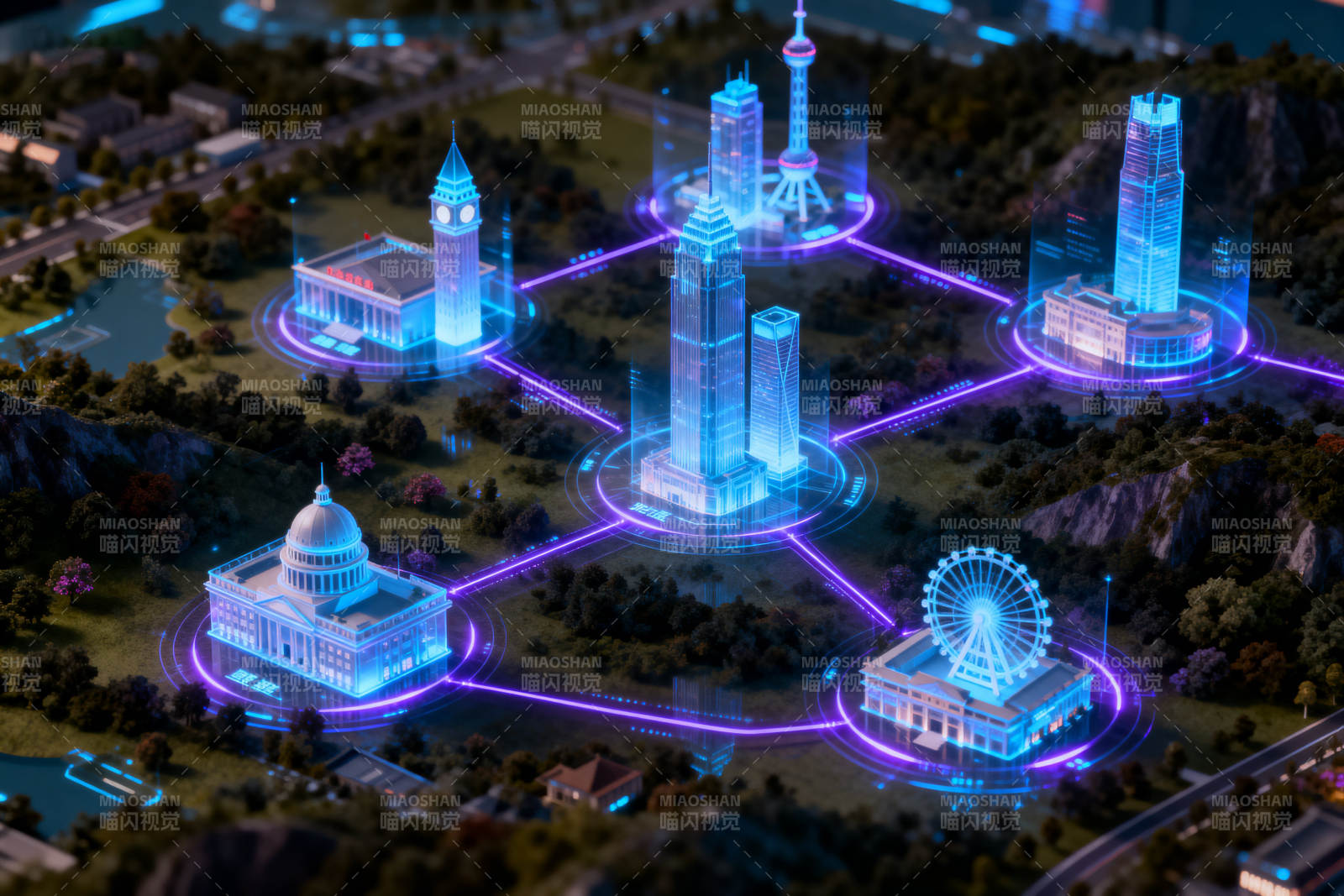 智慧城市科技网络连接图片