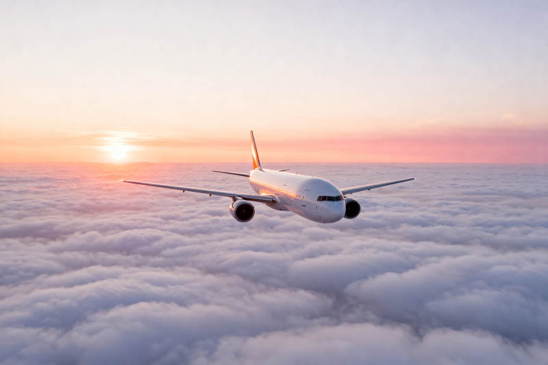 飞机云层之上飞行图片