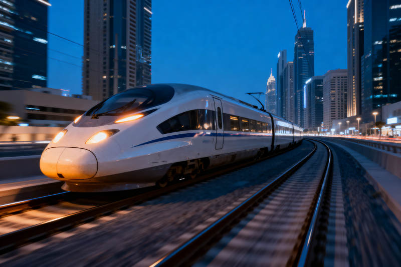 高铁夜行城市轨道图片
