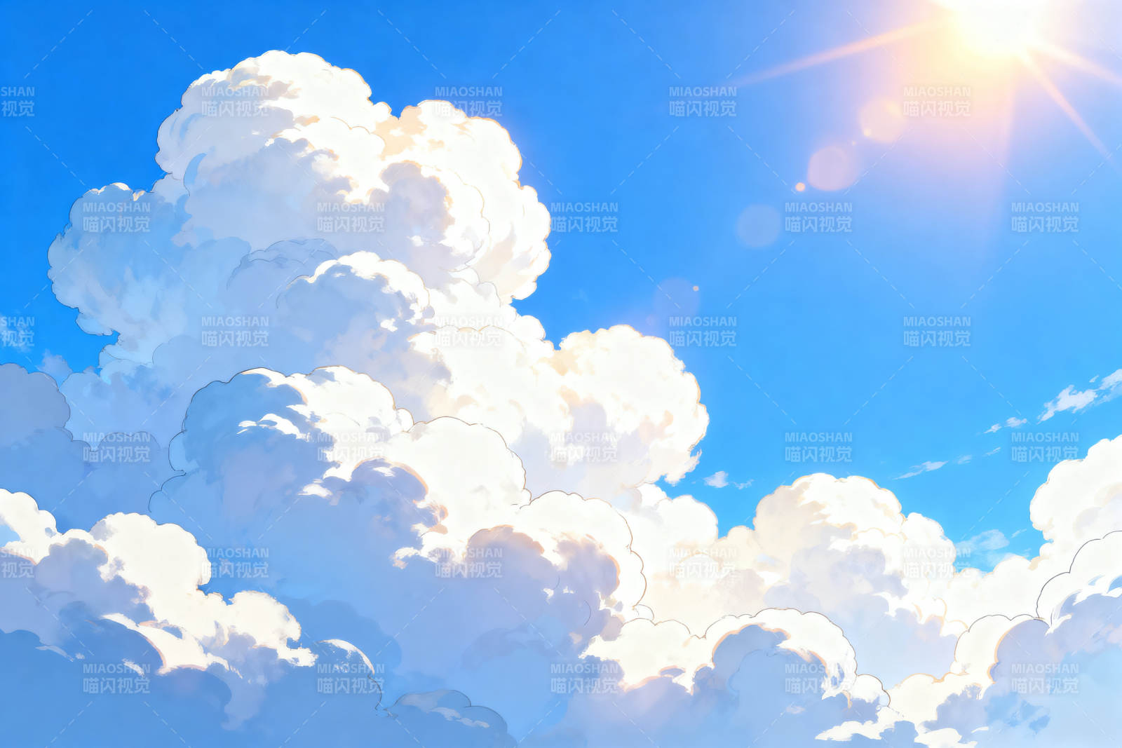 蓝天白云阳光明媚图片