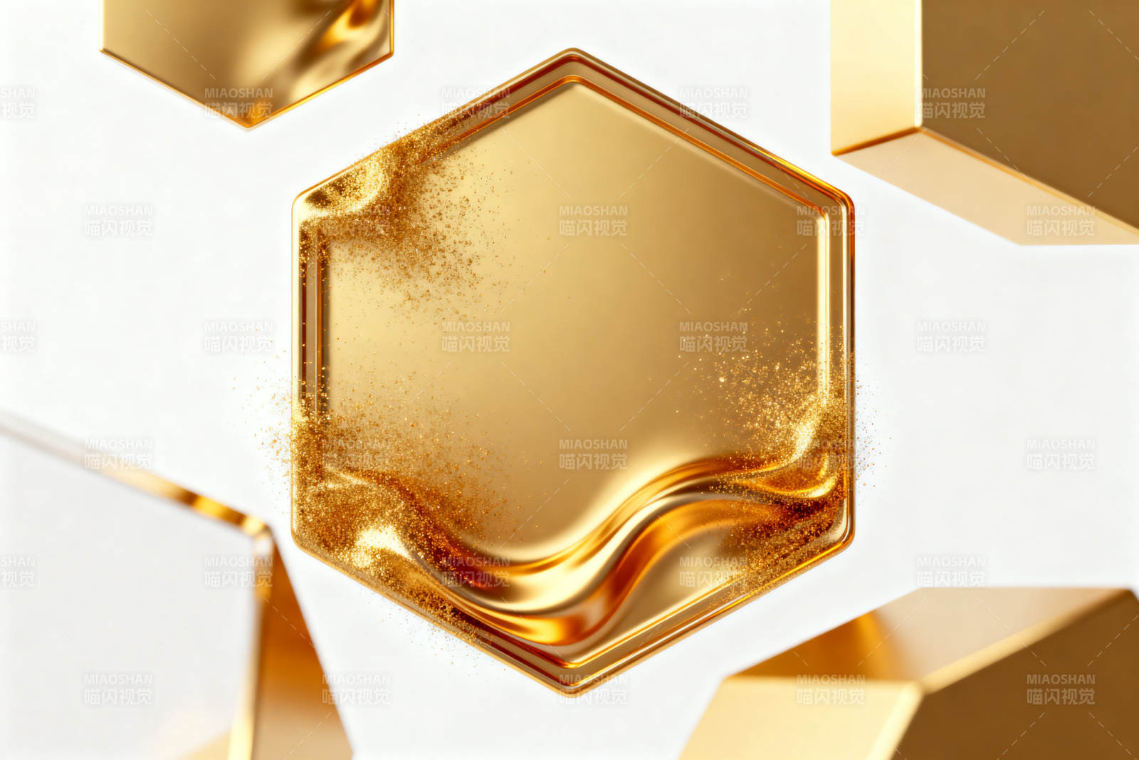 金色六边形抽象设计图片