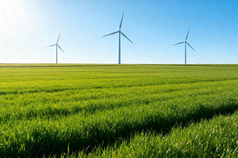 风力发电机绿色田野图片