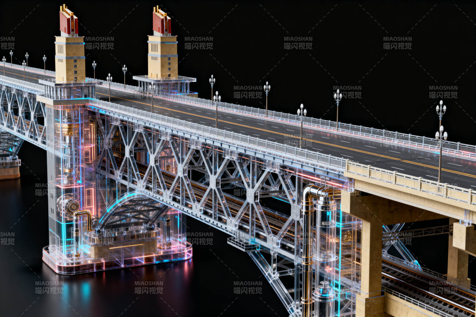 大桥内部结构透视图图片