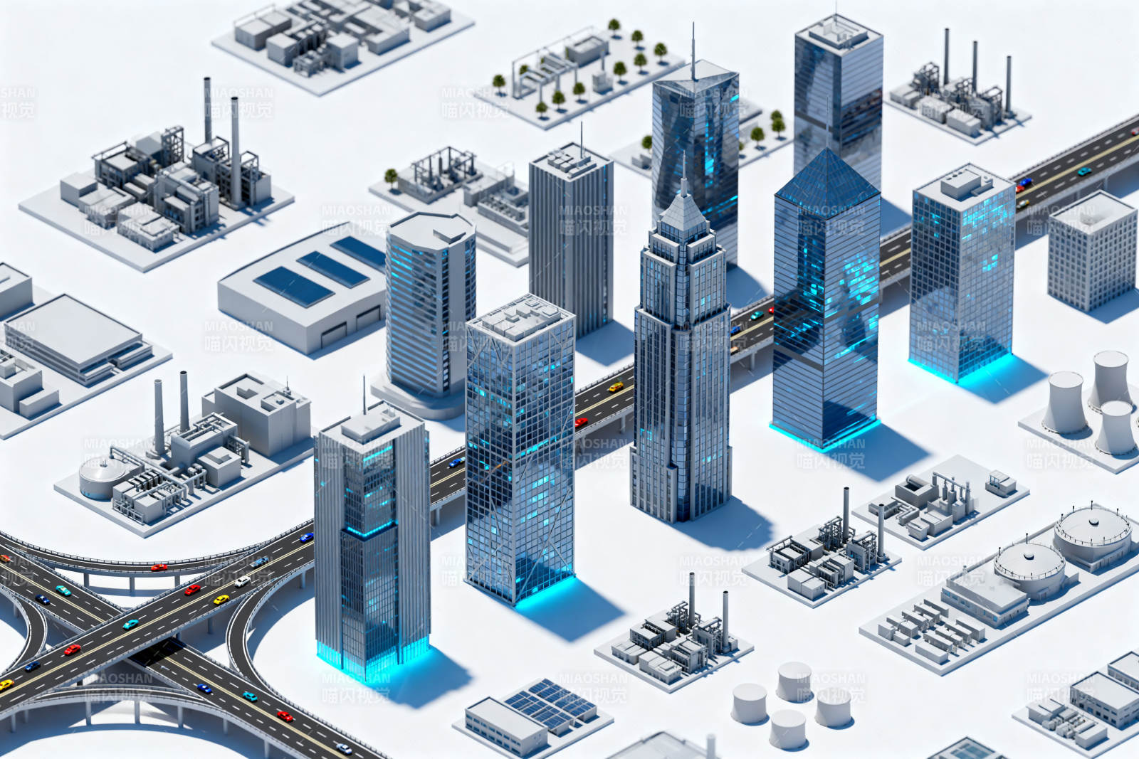 智慧城市3D建筑模型图片