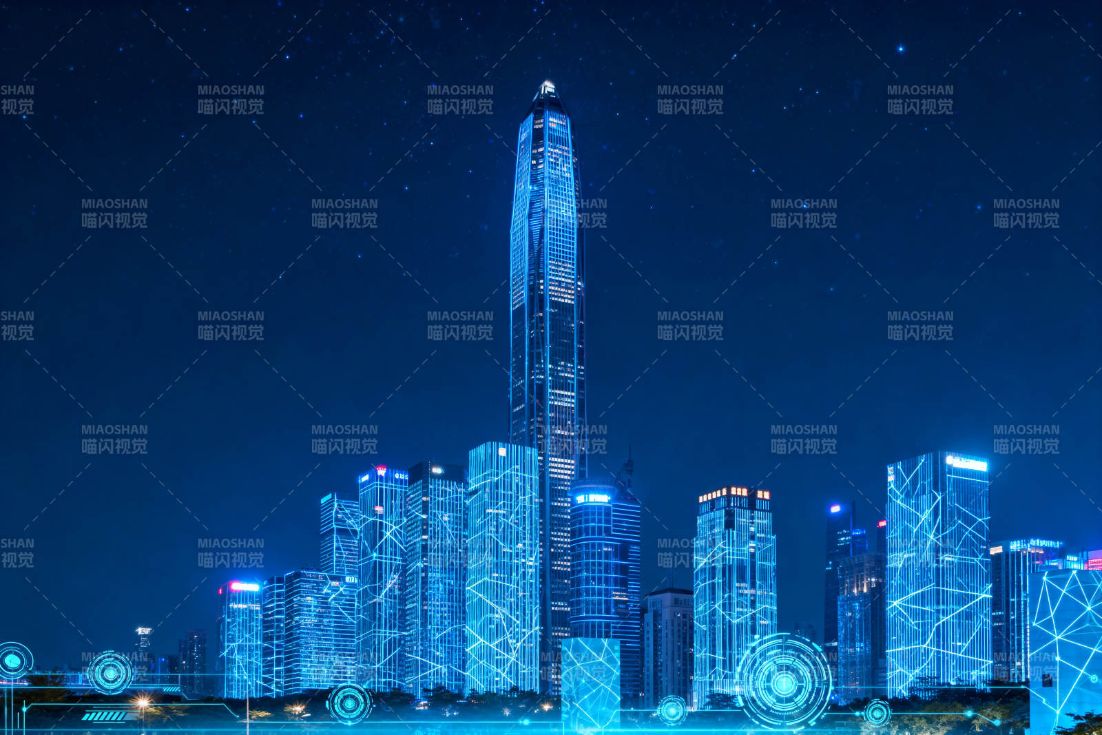 未来城市科技建筑夜景图片