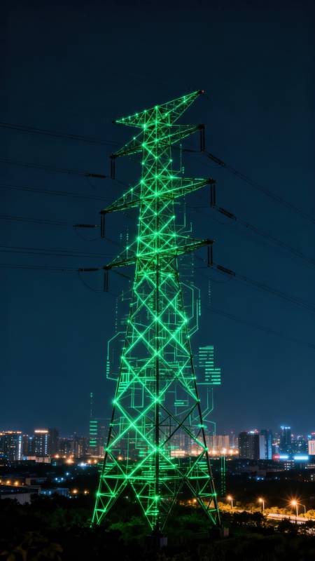 霓虹电塔夜景图片