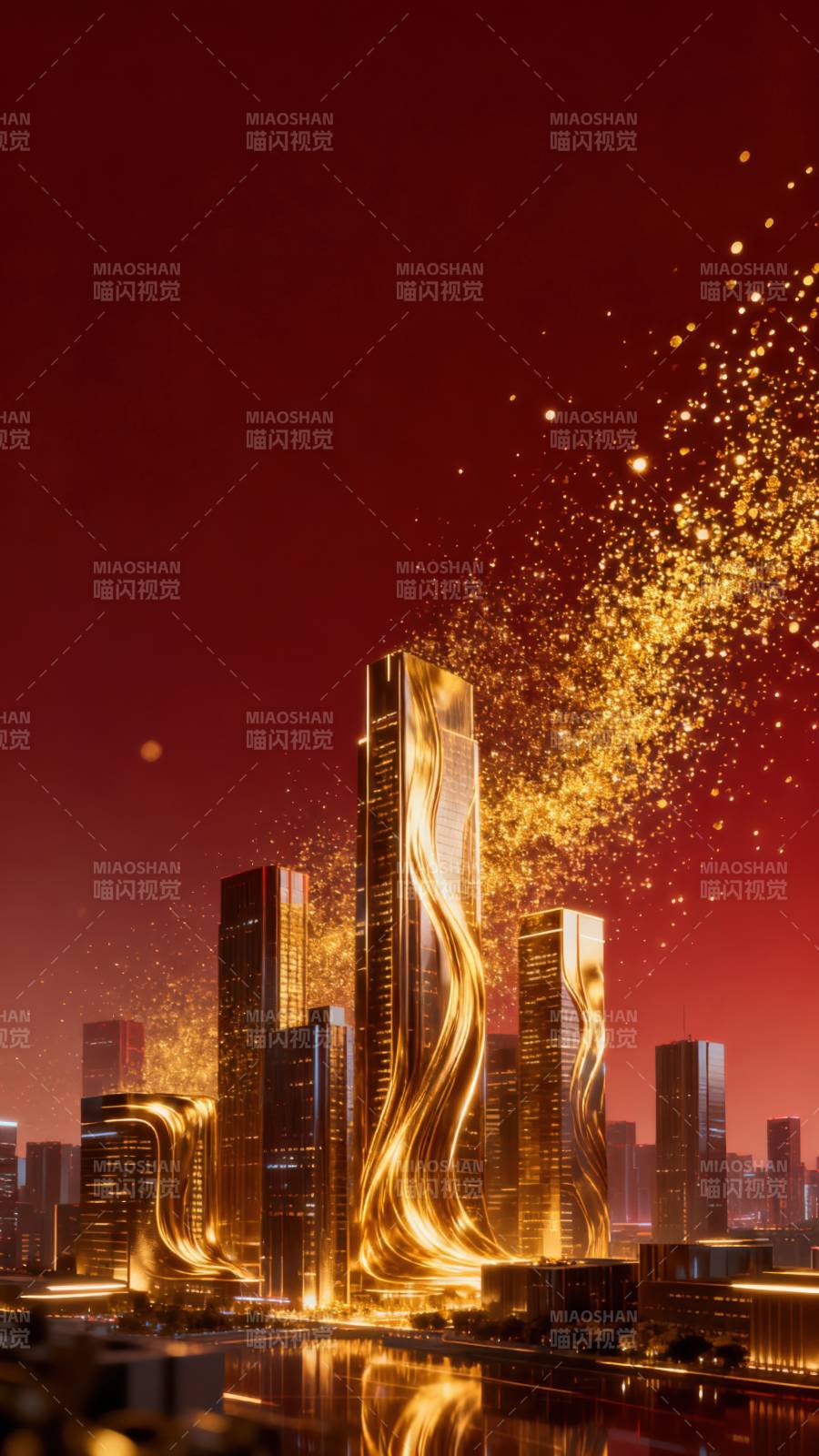 金光璀璨都市夜图片