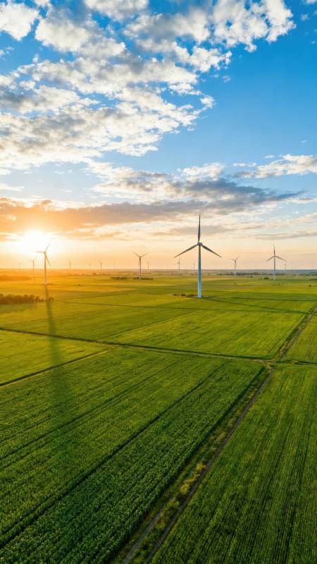 风车田野日落图片