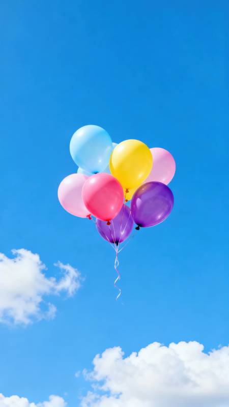 彩色气球飞天图片