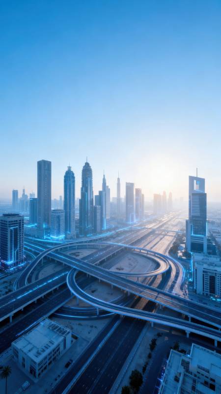 未来都市晨曦图片