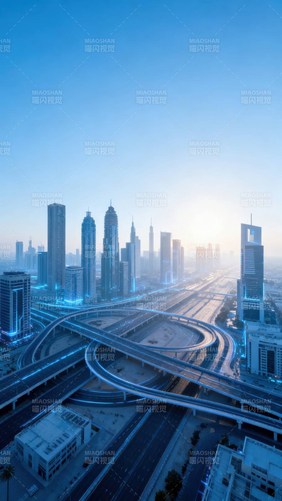 未来都市晨曦图片