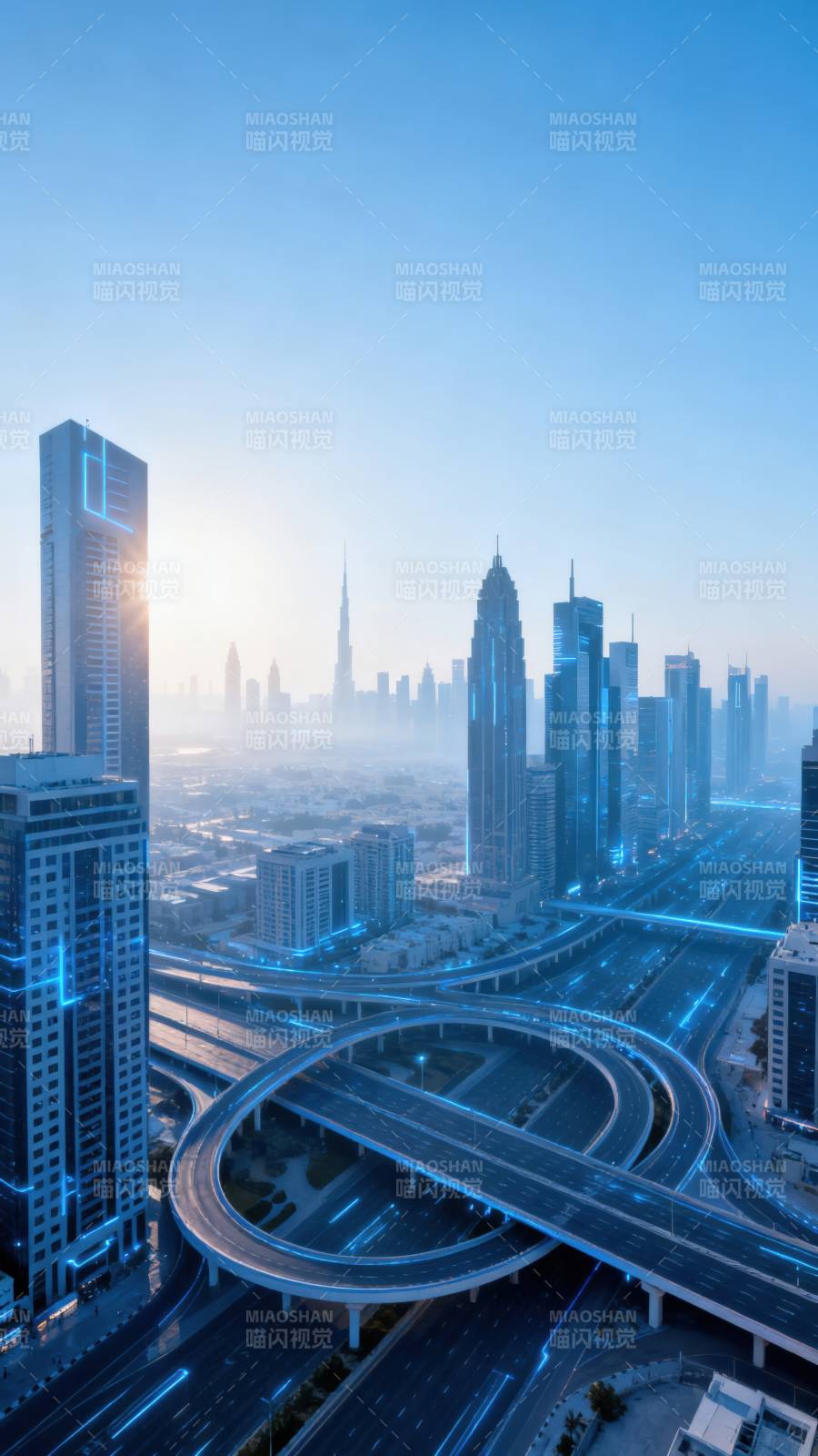 未来都市晨曦图片