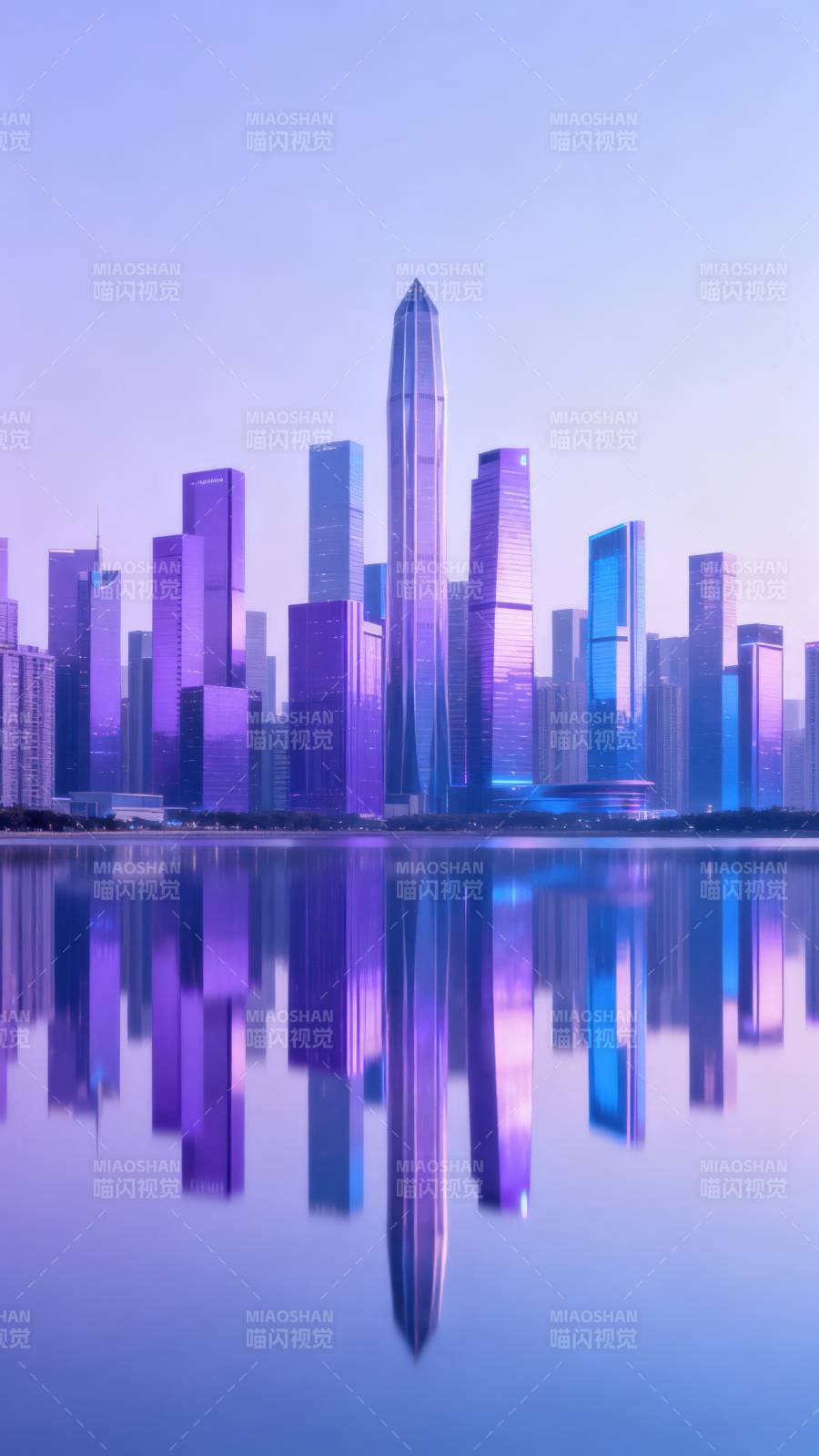 紫光城市倒影图片