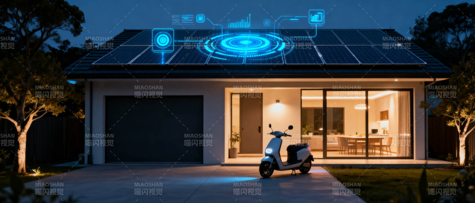 智能房屋与电动车科技生活图片