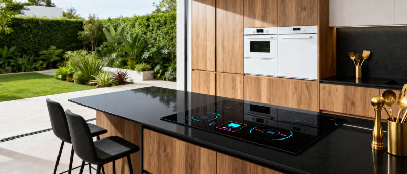 现代厨房设计与户外花园图片