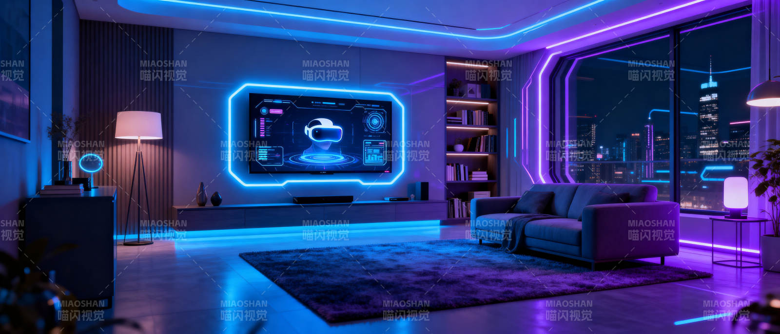 未来感客厅科技氛围灯图片