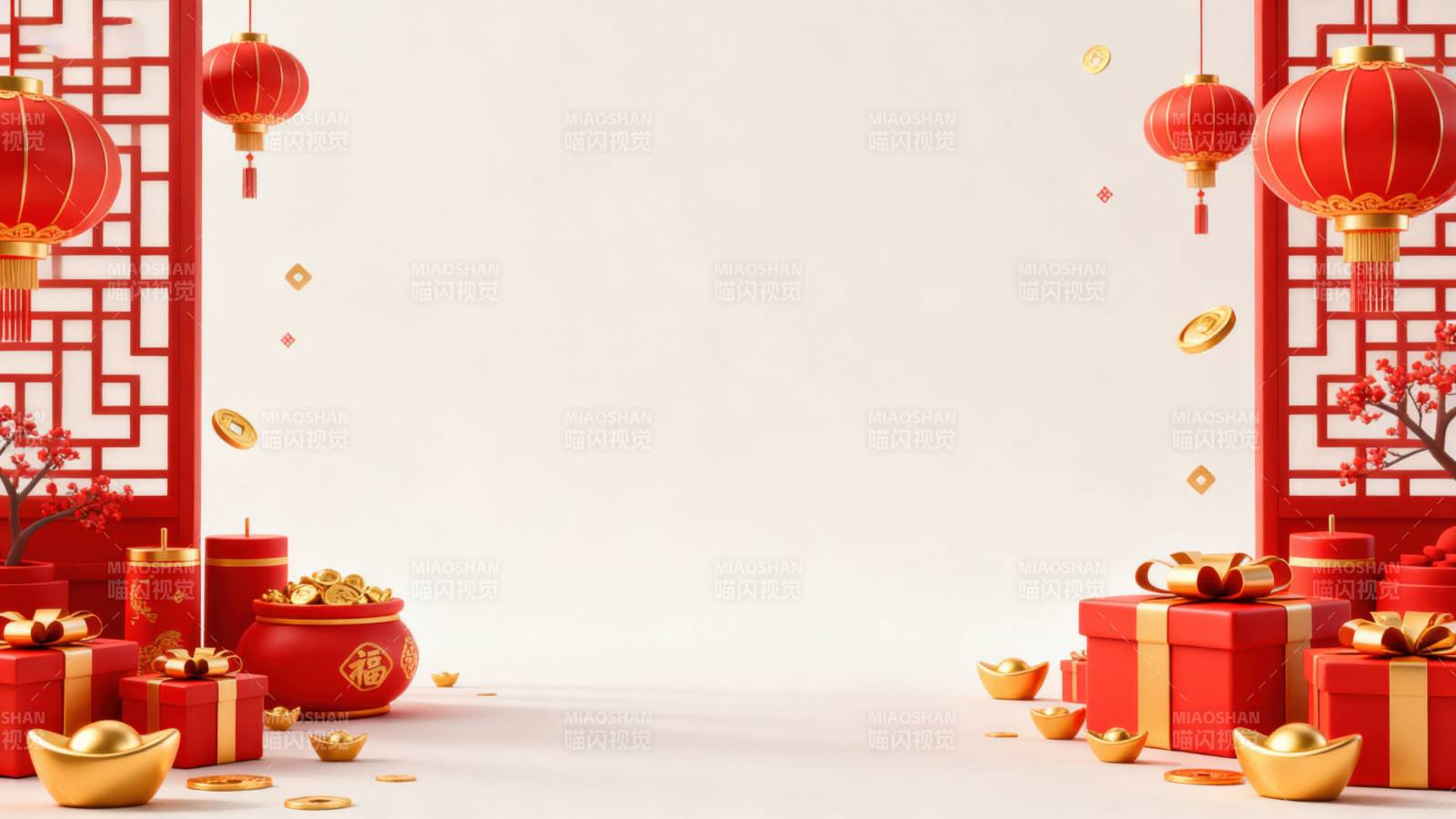 新年春节红色喜庆背景图片