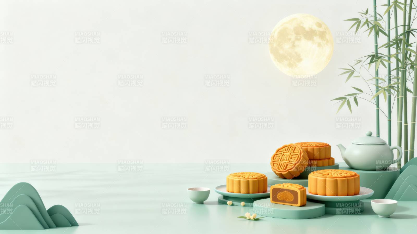 中秋月饼与明月茶韵图片