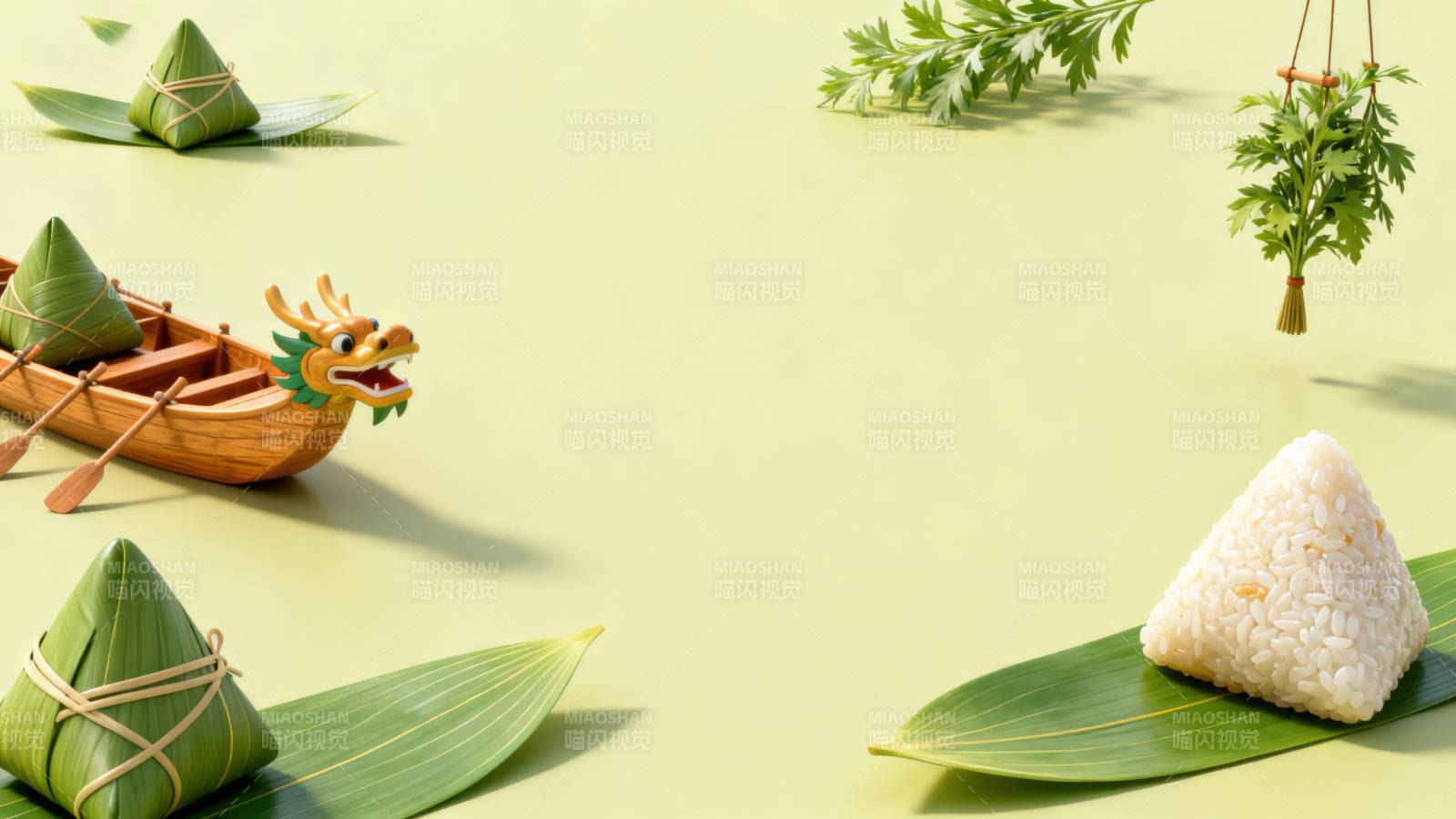 端午节龙舟与粽子图片