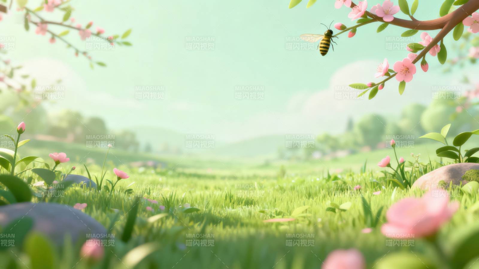 春日蜜蜂与花的乐园图片