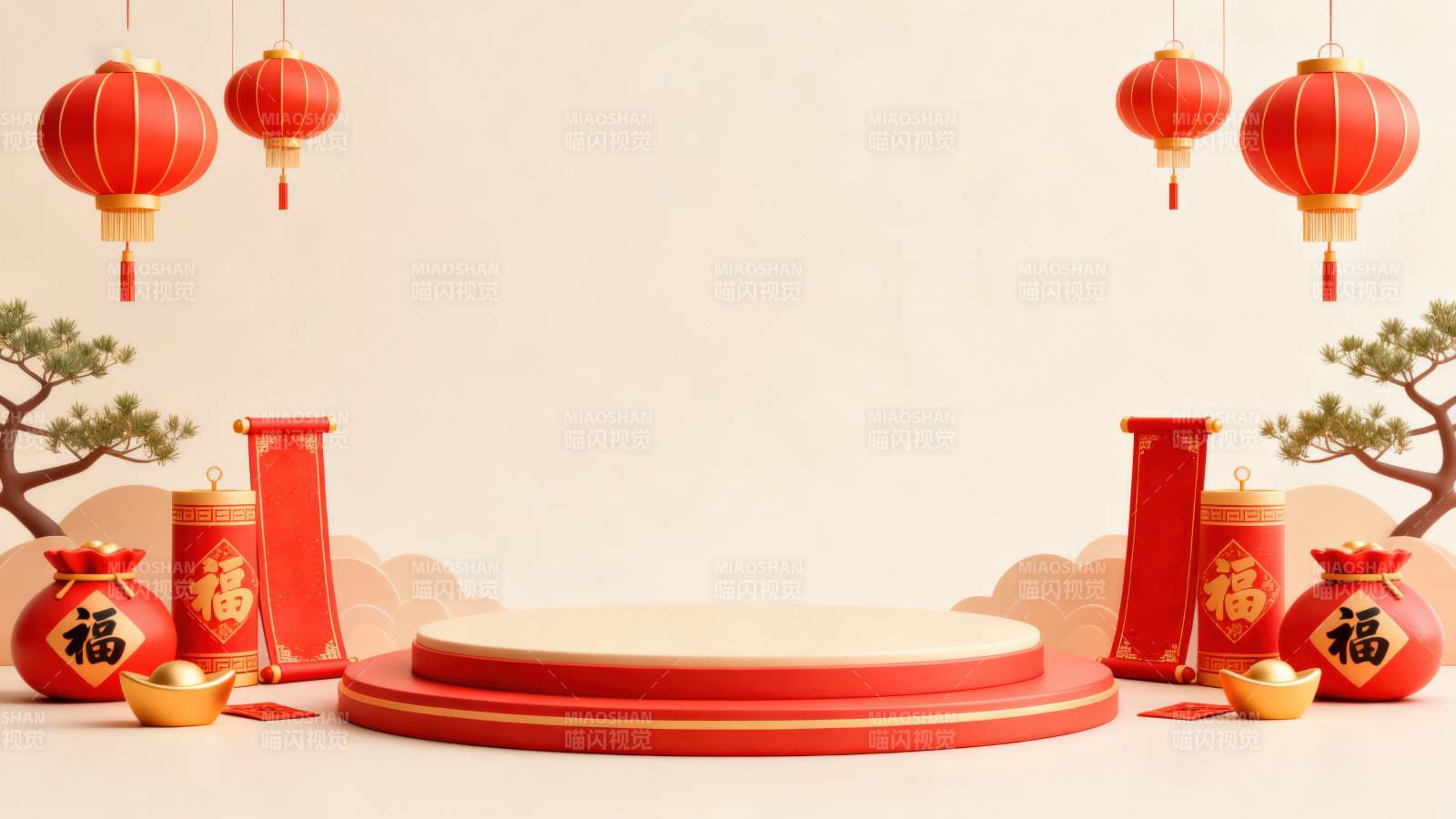 新年春节红色灯笼装饰背景图片