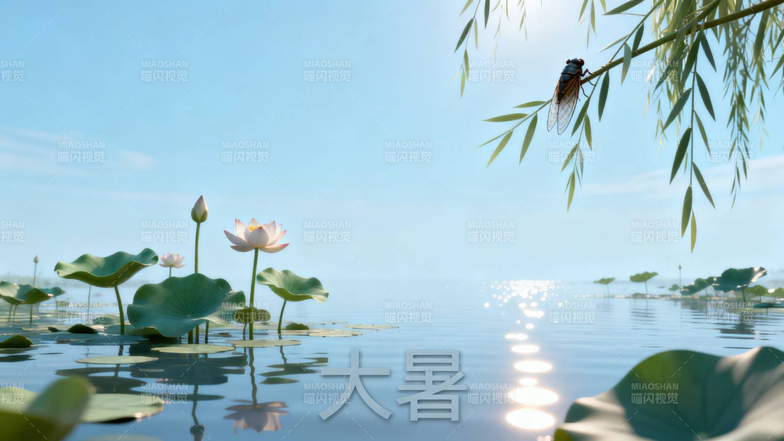 大暑节气蝉鸣荷塘图片