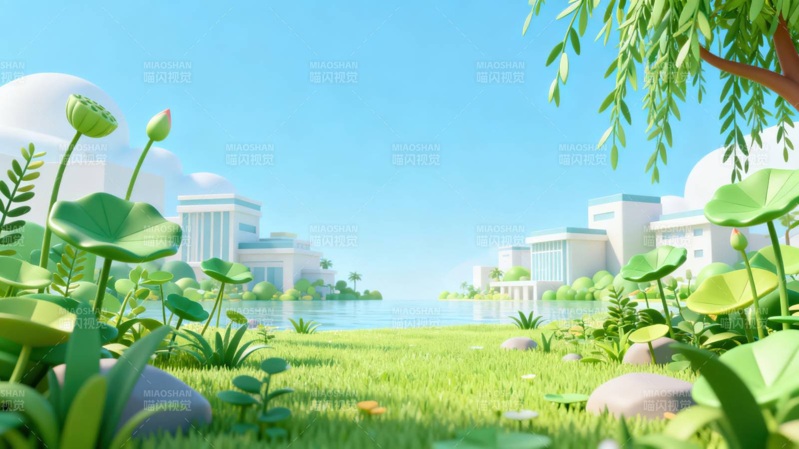 城市绿洲自然风光图片