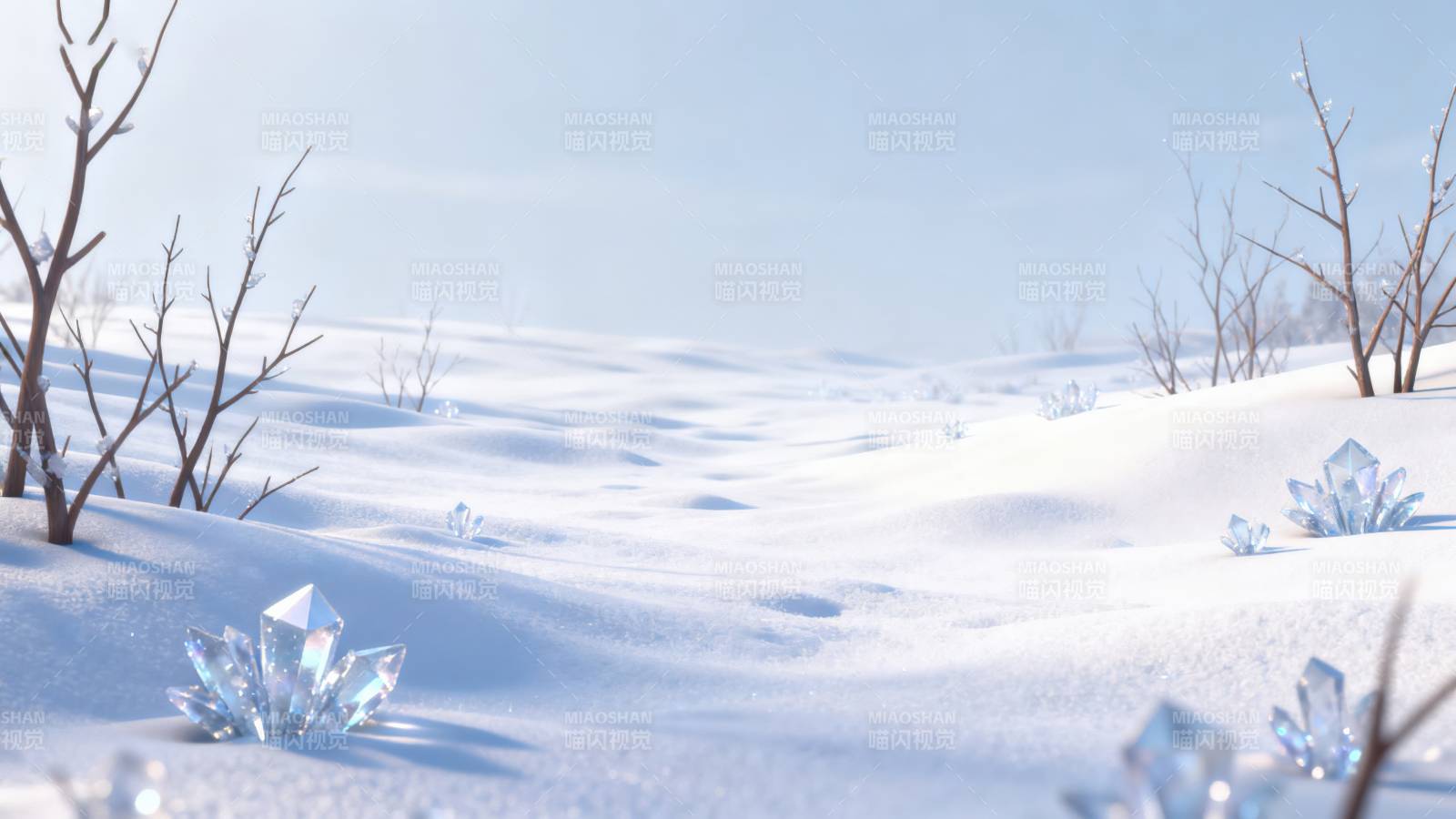 雪地晶莹冰晶冬日风景图片