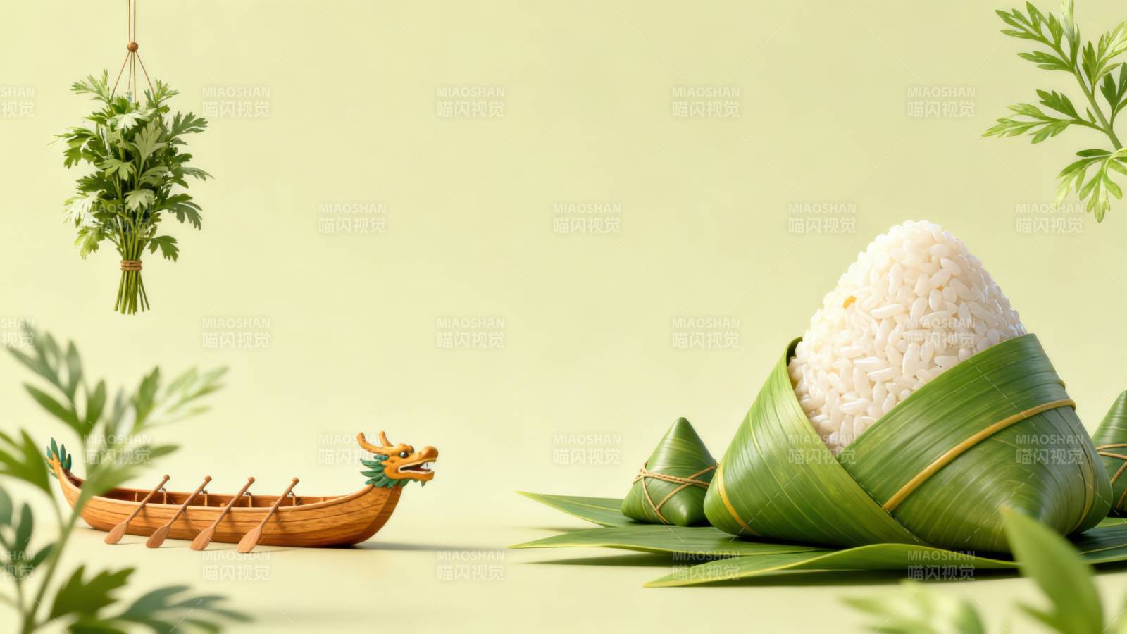 端午节龙舟与粽子图片