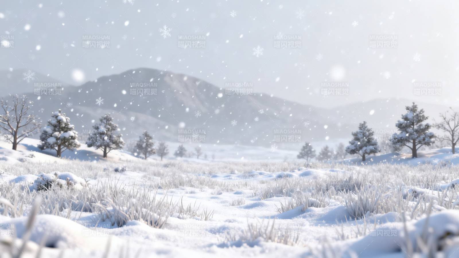 冬日雪景静谧山野图片