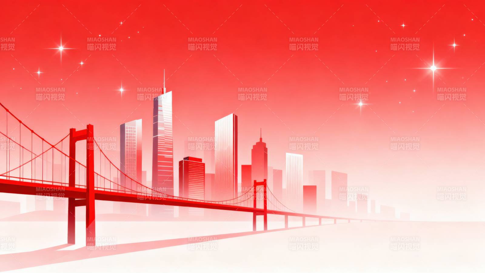 红色城市桥梁建筑背景图片