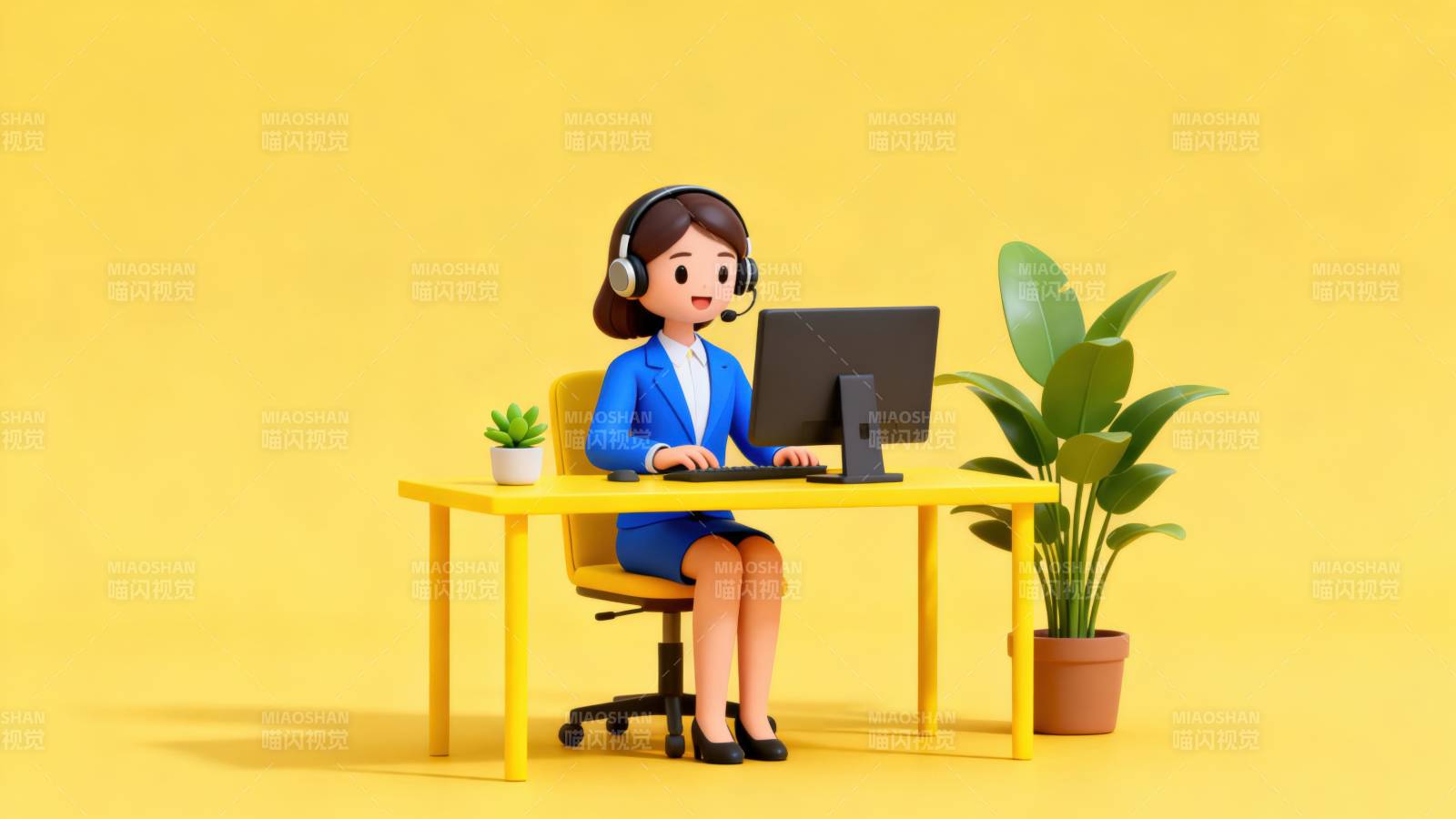客服人员办公场景图片