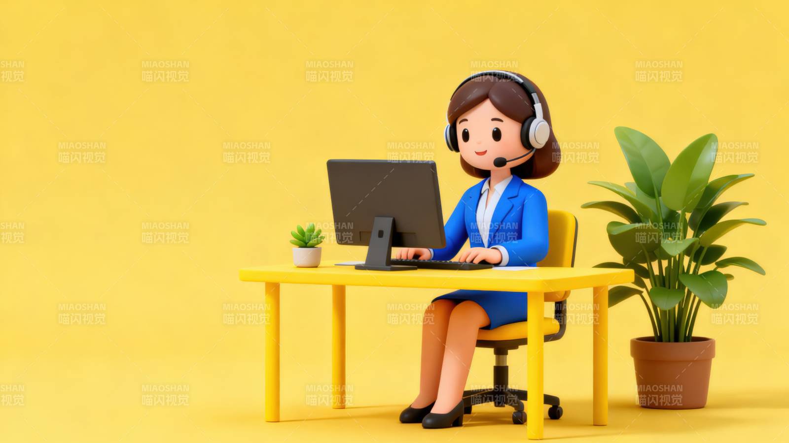 客服人员办公场景图片