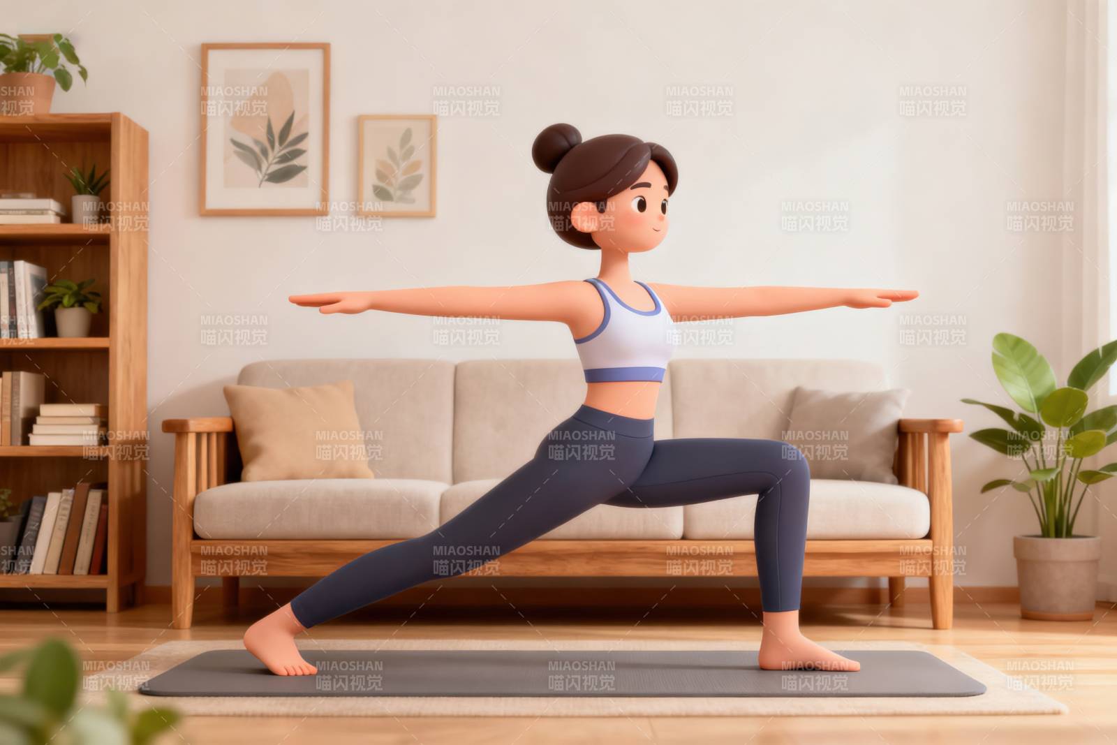 室内瑜伽练习场景图片