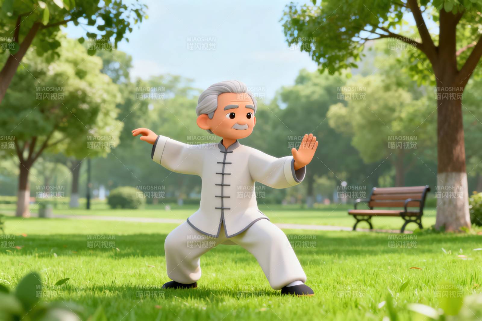 老人公园练太极图片