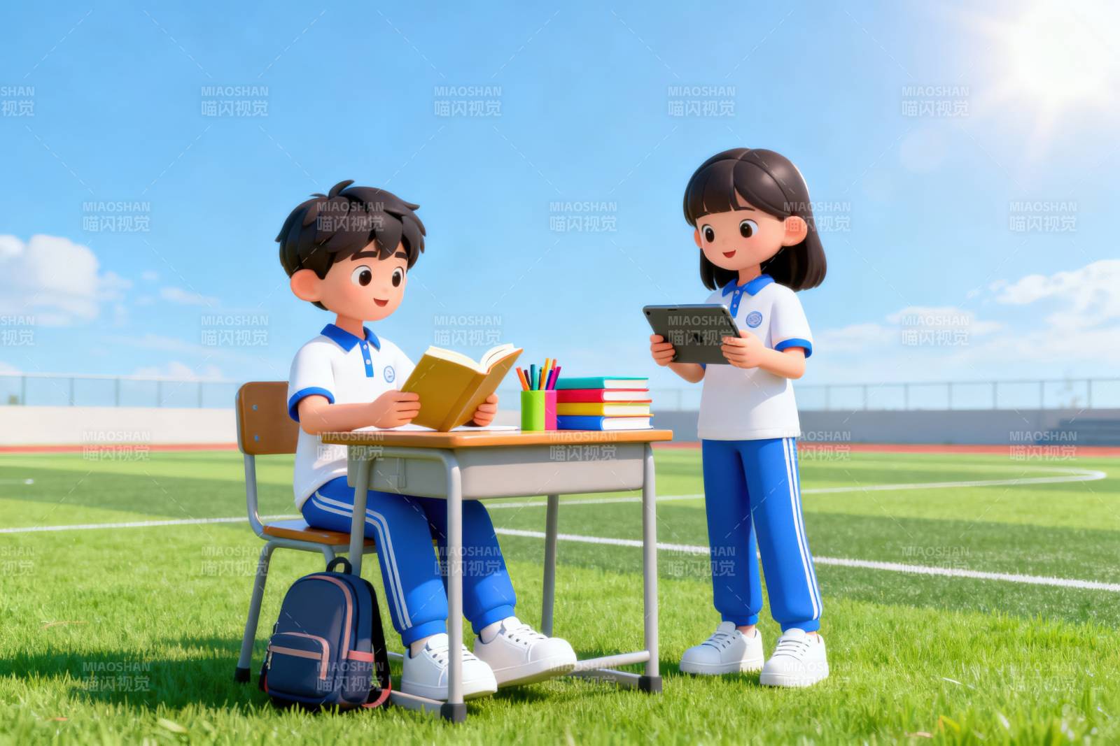 学生操场学习交流图片