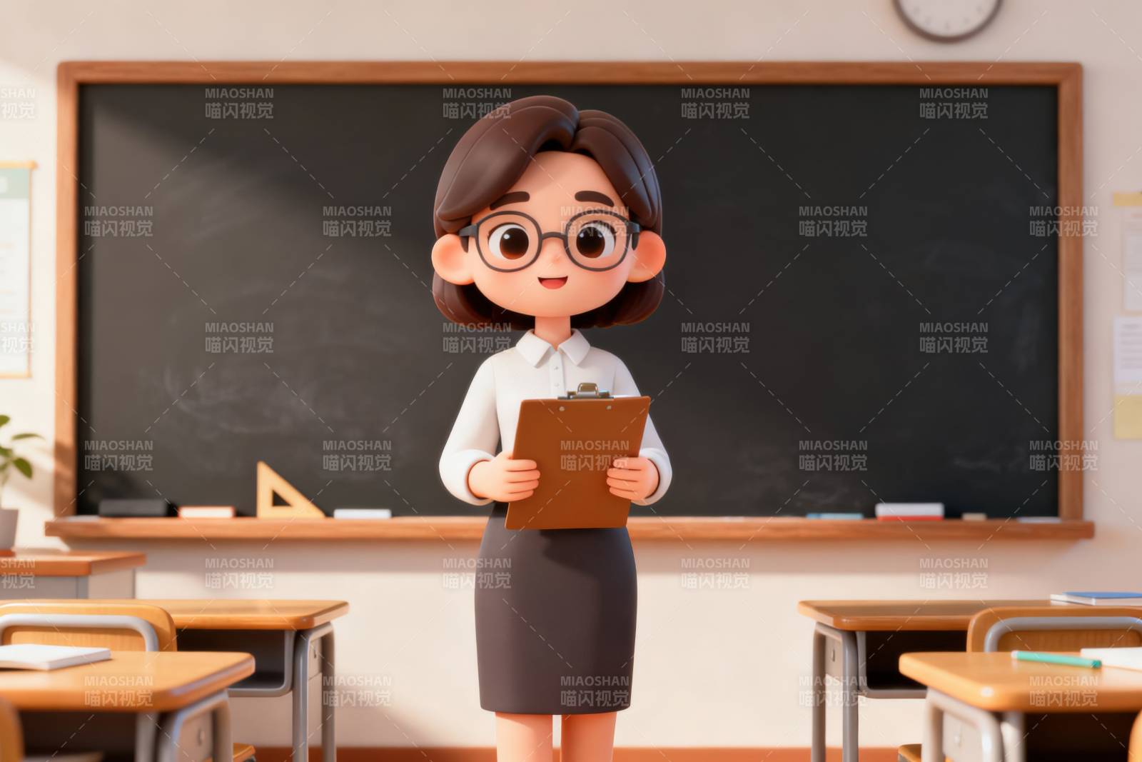 教室里的老师与黑板图片