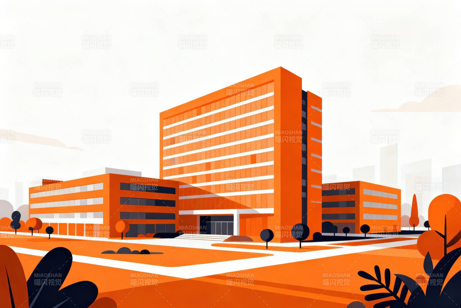 橙色建筑群设计展示图片