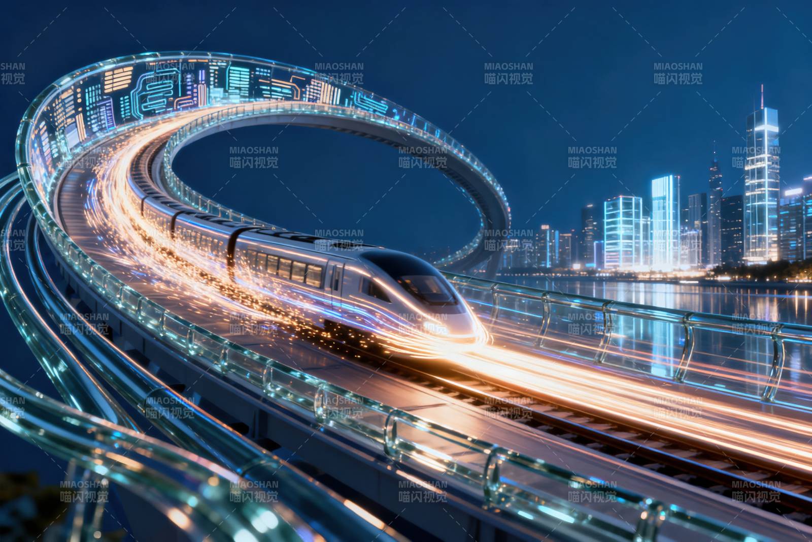 未来高铁城市夜景图片