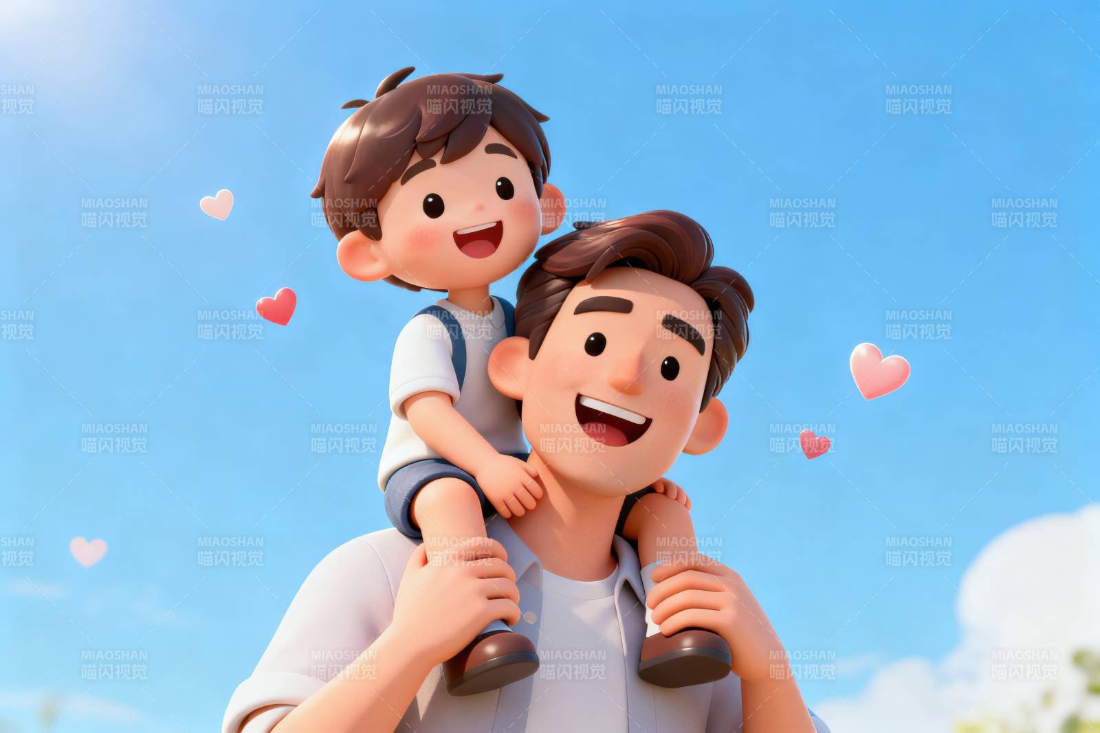 蓝天下的父子时光图片