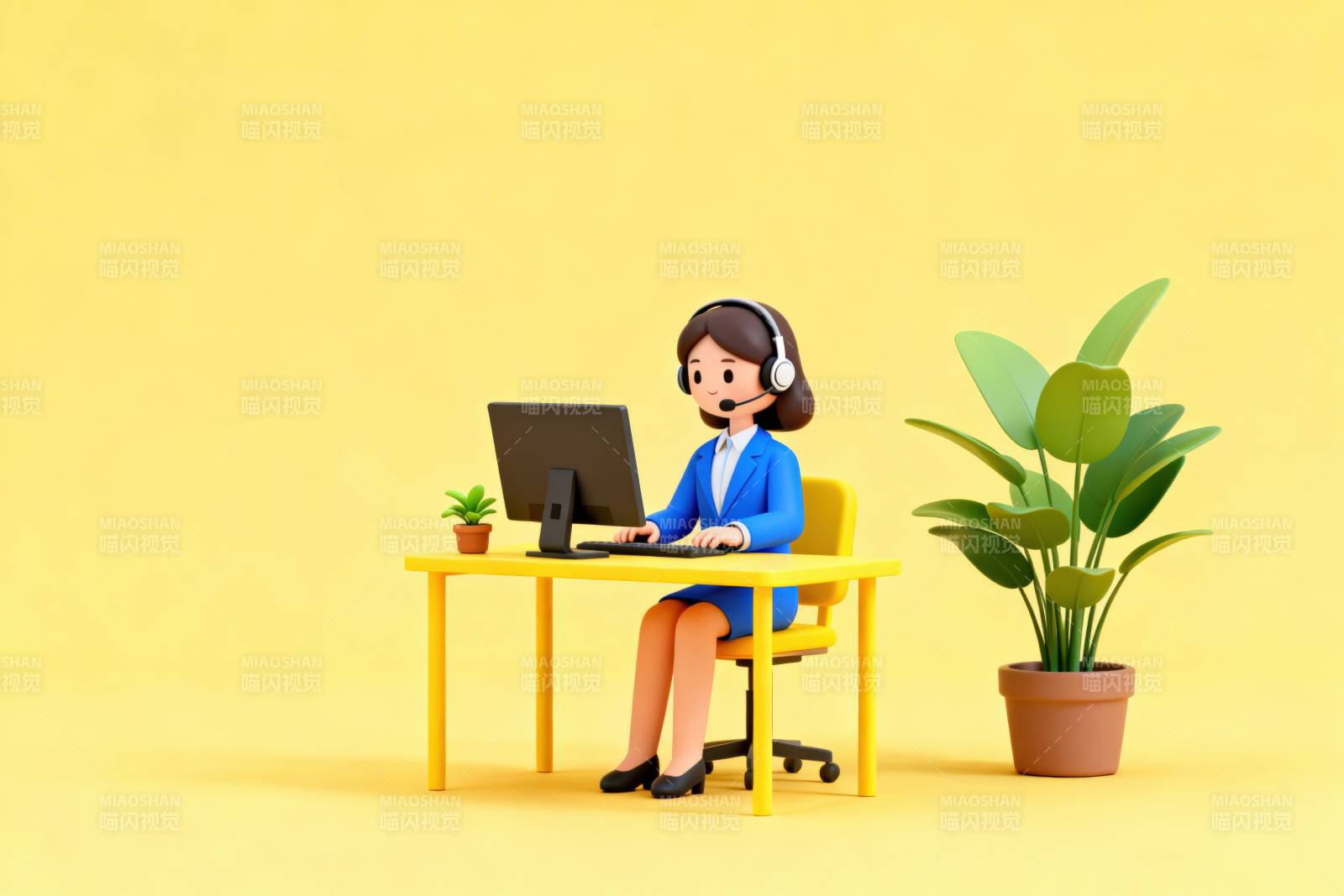 客服人员办公场景图片