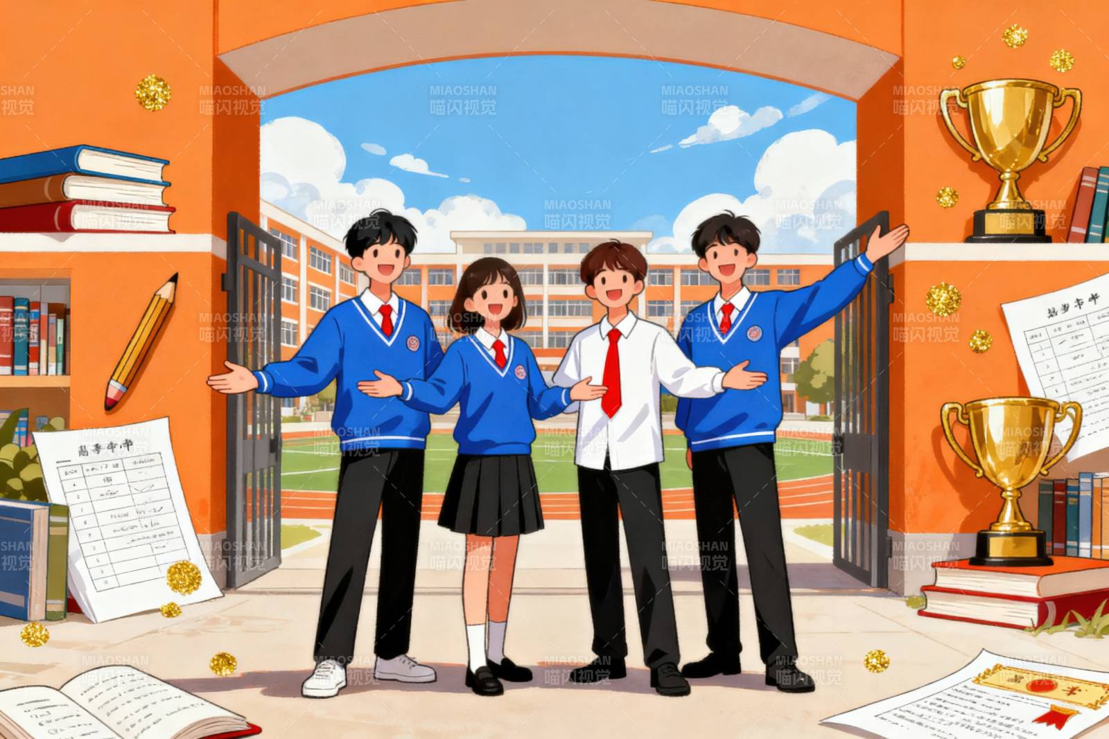 校园学生青春合影图片