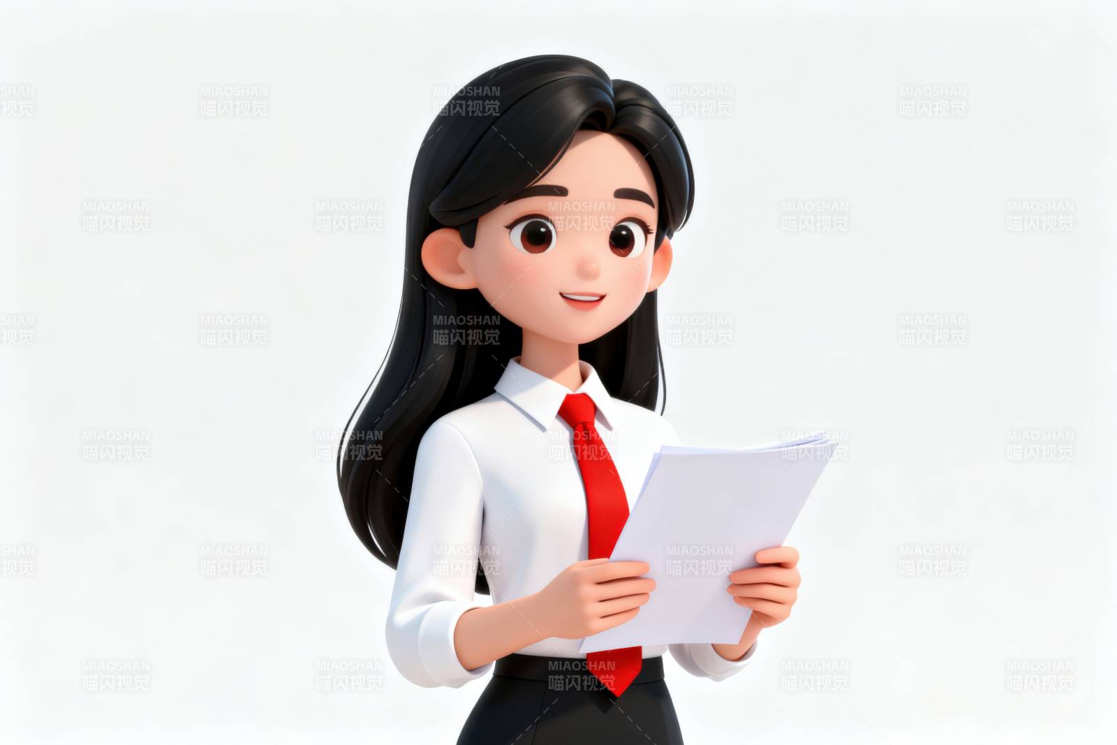 女孩手持文件商务形象图片