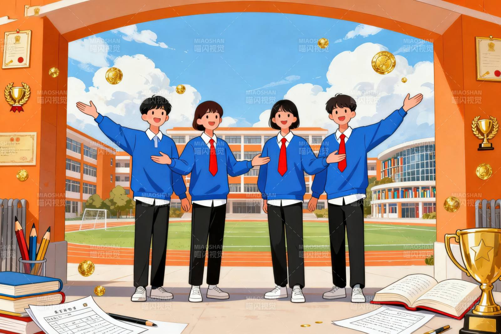 校园青春学生合影图片