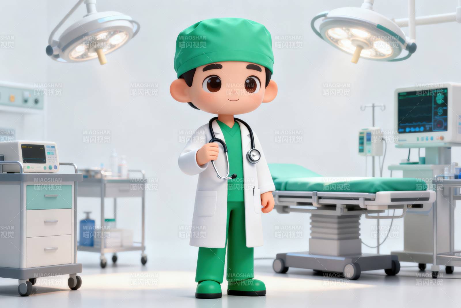 卡通医生手术室场景图片