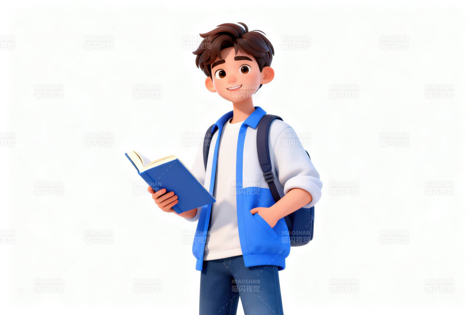 学生手拿书本背包学习图片