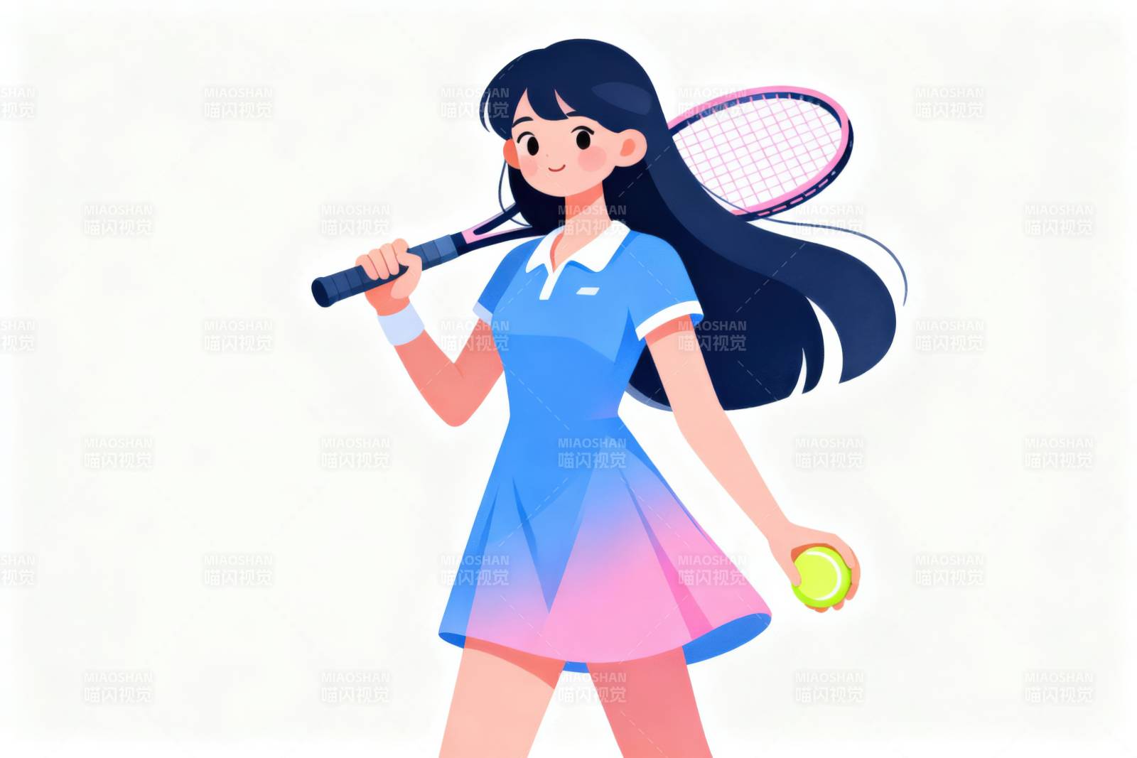 女孩打网球运动瞬间图片