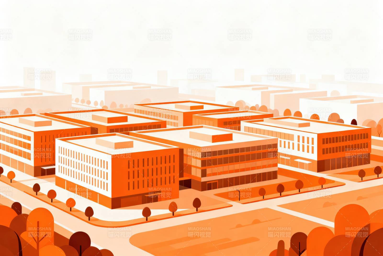 橙色建筑群俯视图图片