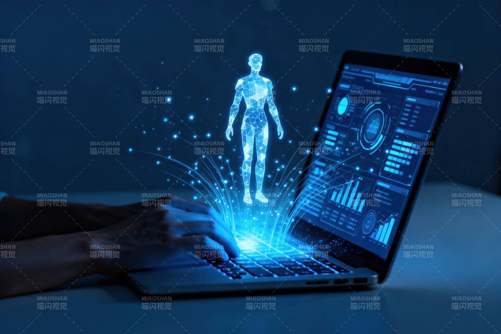 科技虚拟人笔记本界面图片