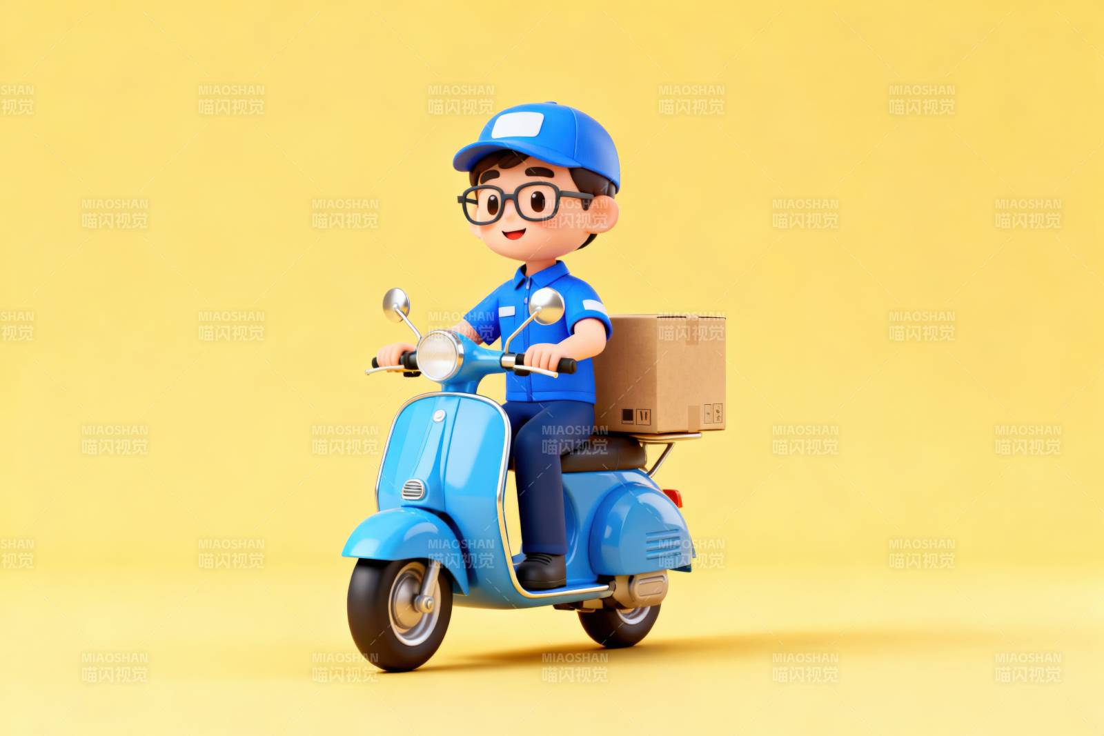 快递员骑车送包裹图片